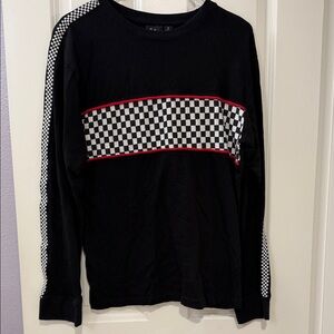 Burnside Black and White Checkered Long Sleeve Tee
